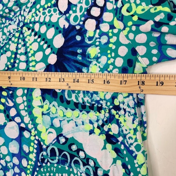 Lilly Pulitzer Hayes Bell Sleeve Shift Dress Geometric Artsy Resort Blue Large - Picture 7 of 12